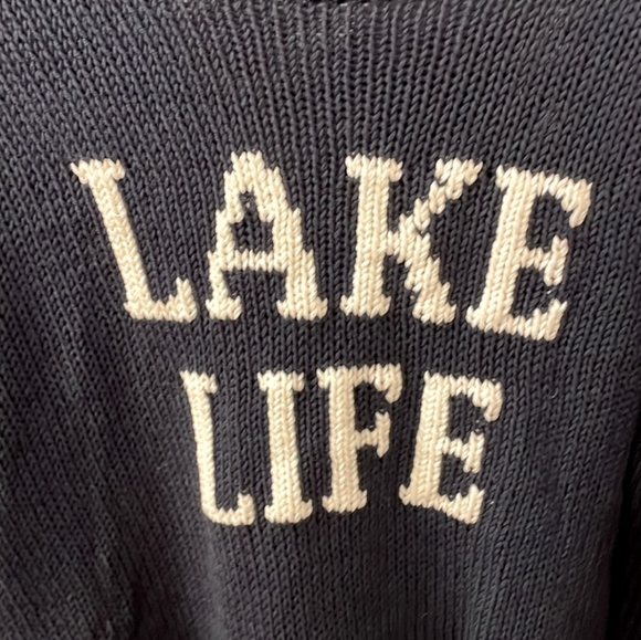 Wooden Ships LAKE LIFE Navy Sweater with White Words - Picture 7 of 16